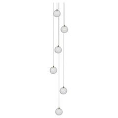 Mod 6, Seven Inch Blown Glass Pendant Foyer Chandelier by Shakuff