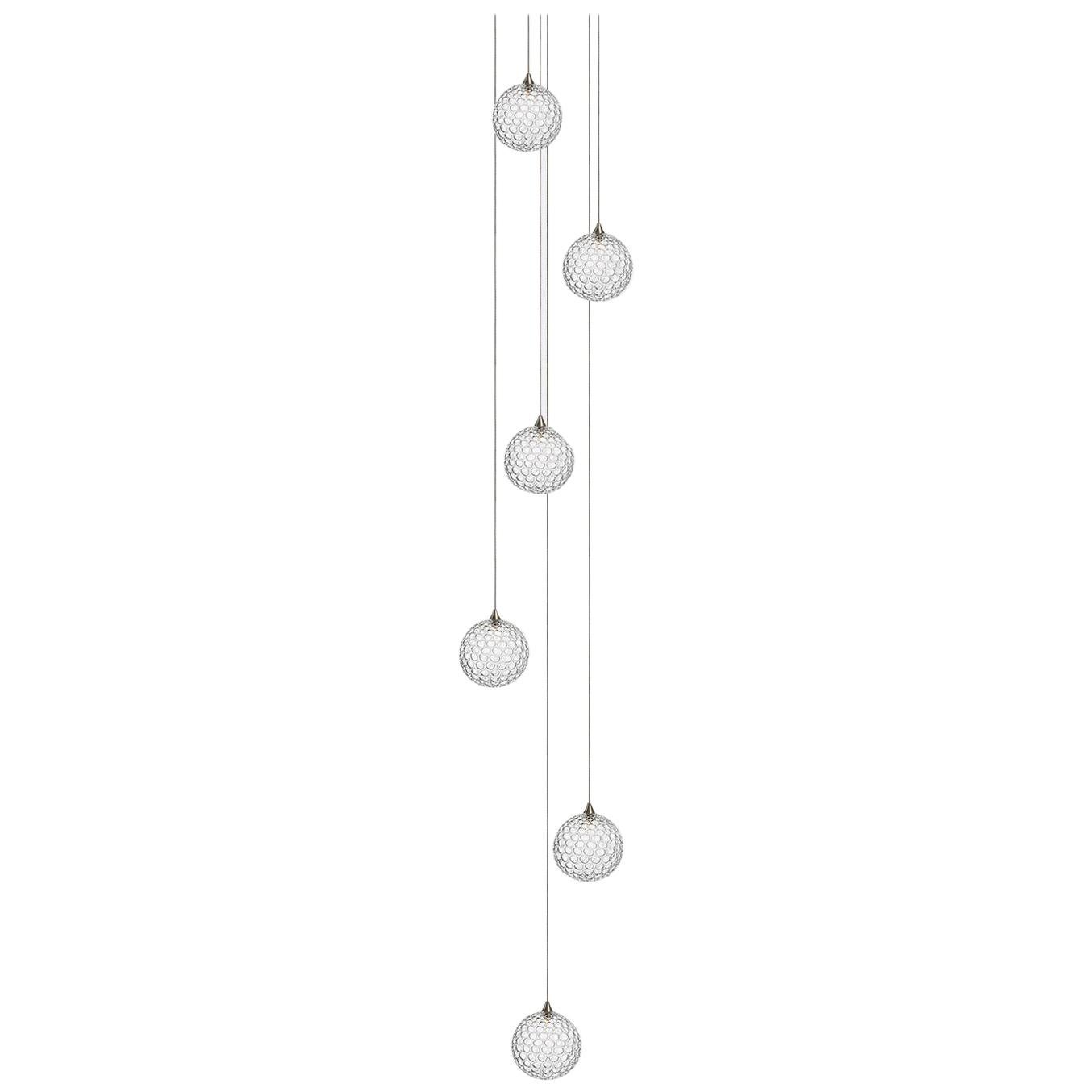 Mod 6, Eight Inch Blown Glass Pendant Foyer Chandelier by Shakuff