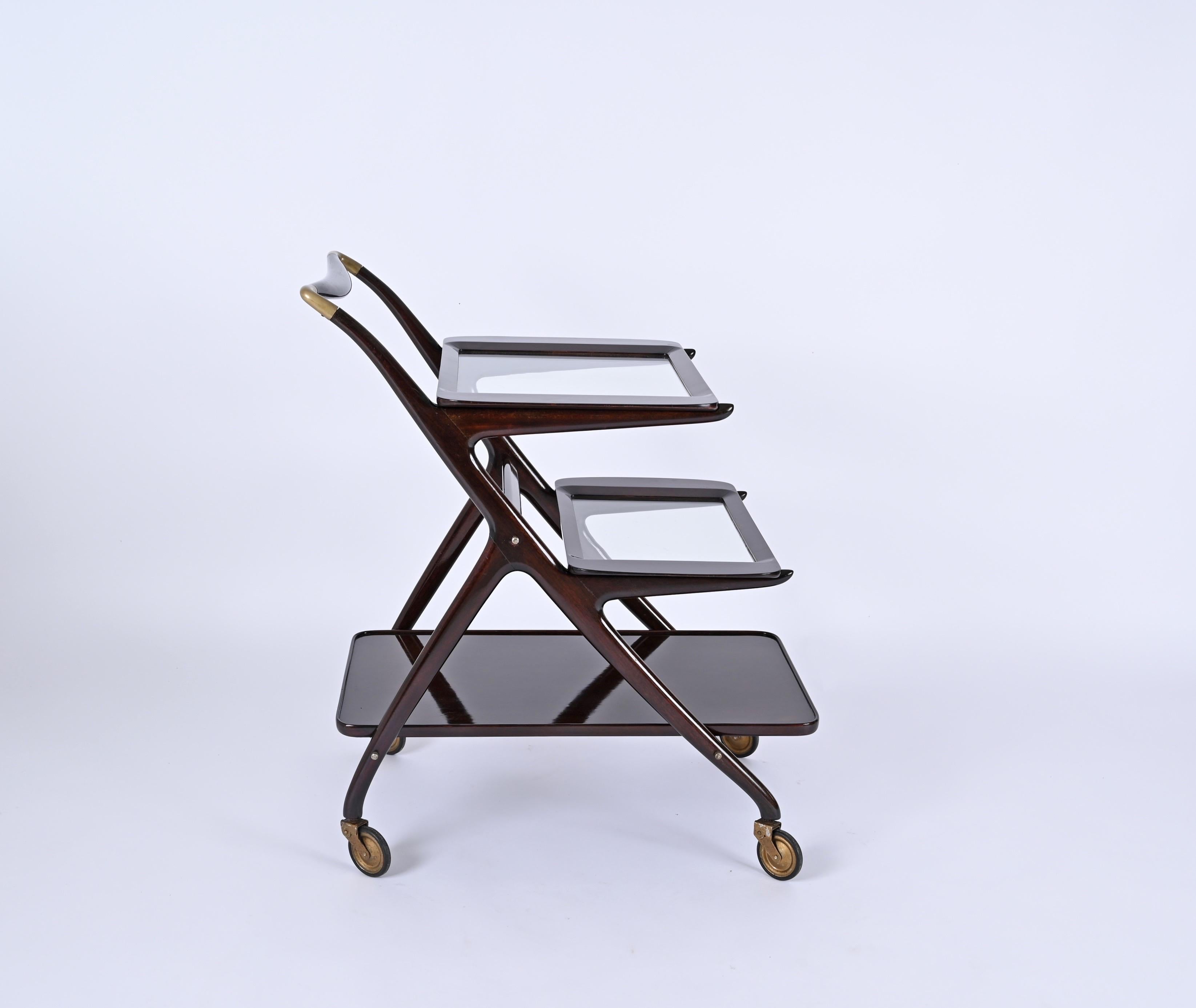 Mod. 65 Italian Serving Bar Cart by Ico & Luisa Parisi for De Baggis, 1950s In Good Condition For Sale In Roma, IT