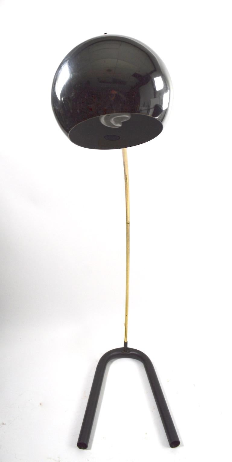 20th Century Mod Arc Lamp with Chrome Ball Hood Shade