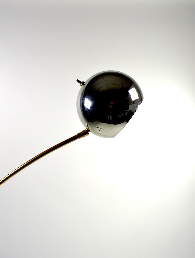 Steel Mod Arc Lamp with Chrome Ball Hood Shade