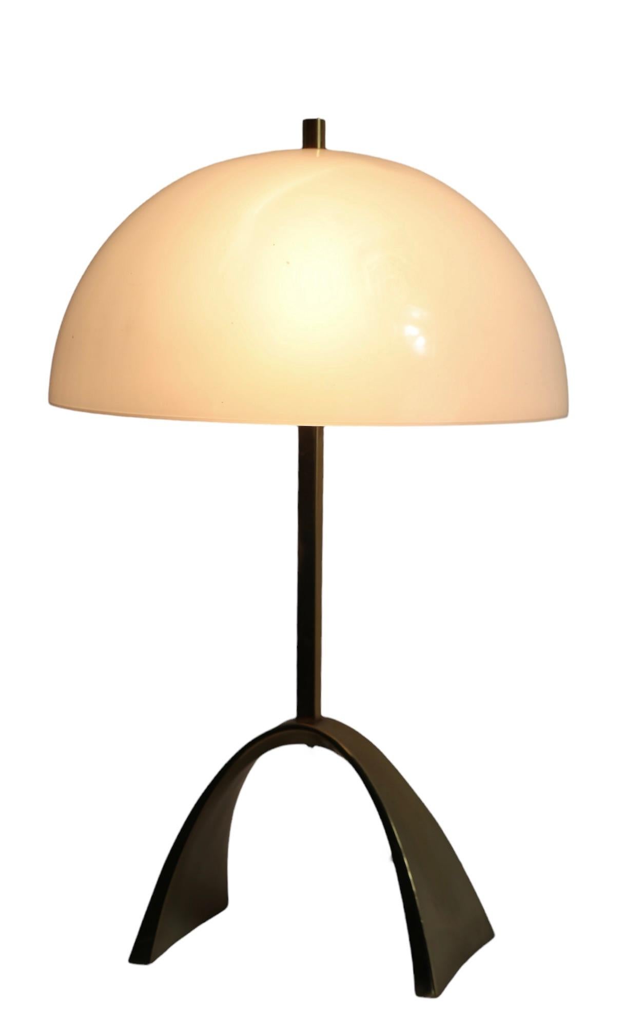 American Mod Architectural Brass and Plastic Table Lamp Att. to Thurston for Lightolier For Sale