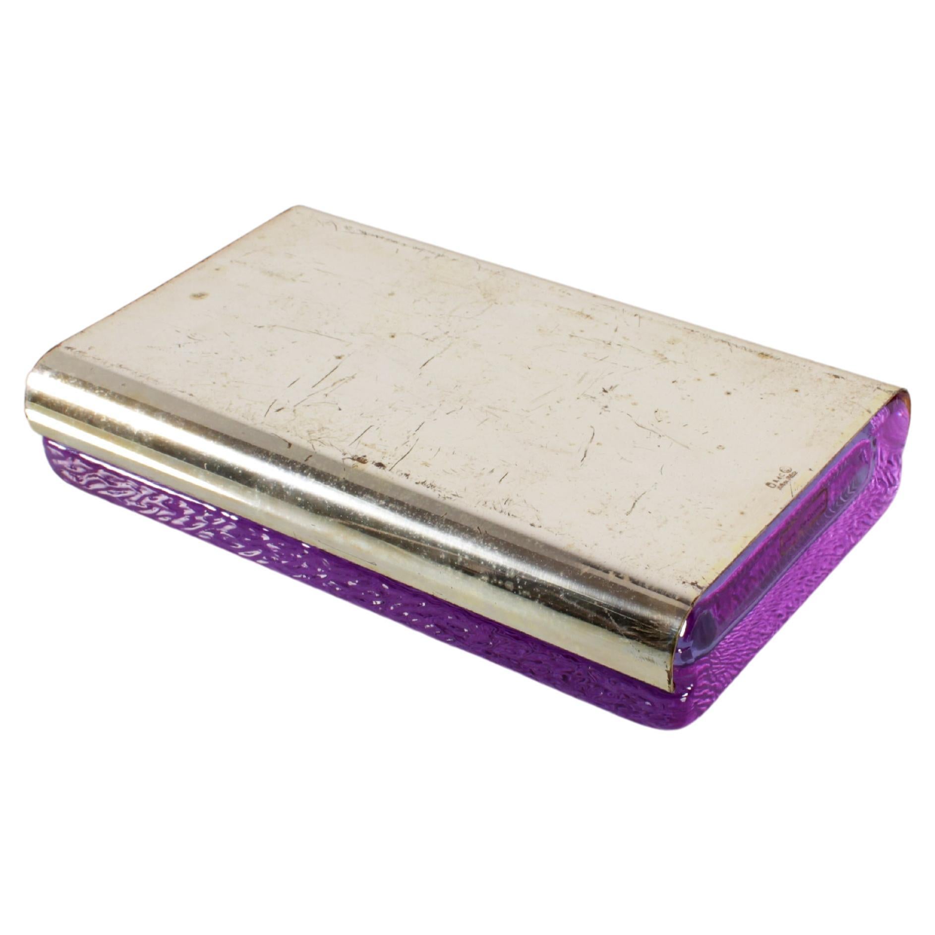 mod. "Biglia" by J. Colombo for A. Di Cambio Silver & Crystal Cigarette Box 1968 For Sale