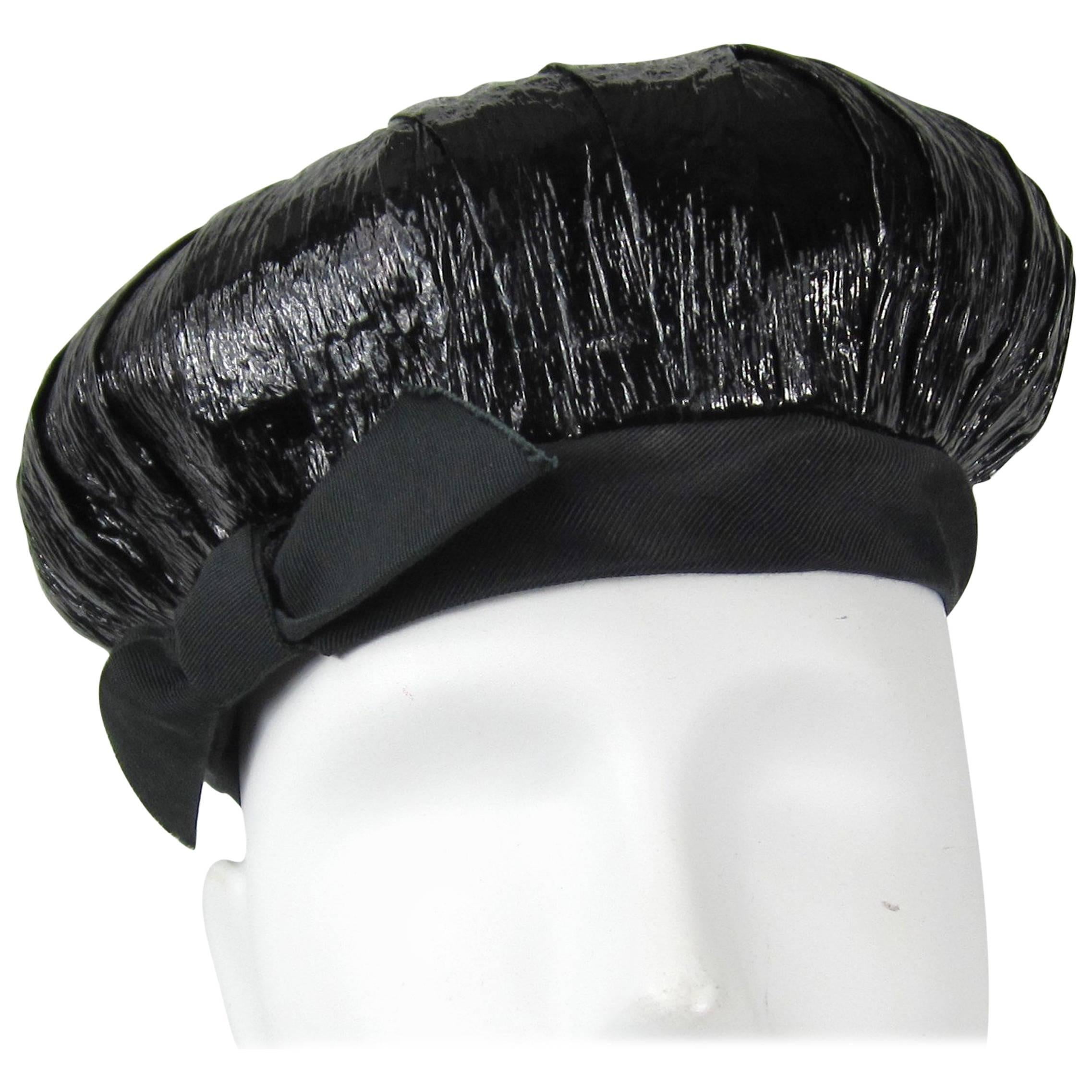 Mod Black Beret Hat Vintage 1960s For Sale