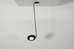 1980s Black Ceiling Lamp, Tommaso Cimini Style, Adjustable Arm, Dimmable
