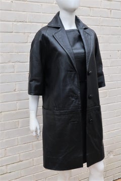 Mod Black Leather Jumper & Jacket Ensemble, 1960's