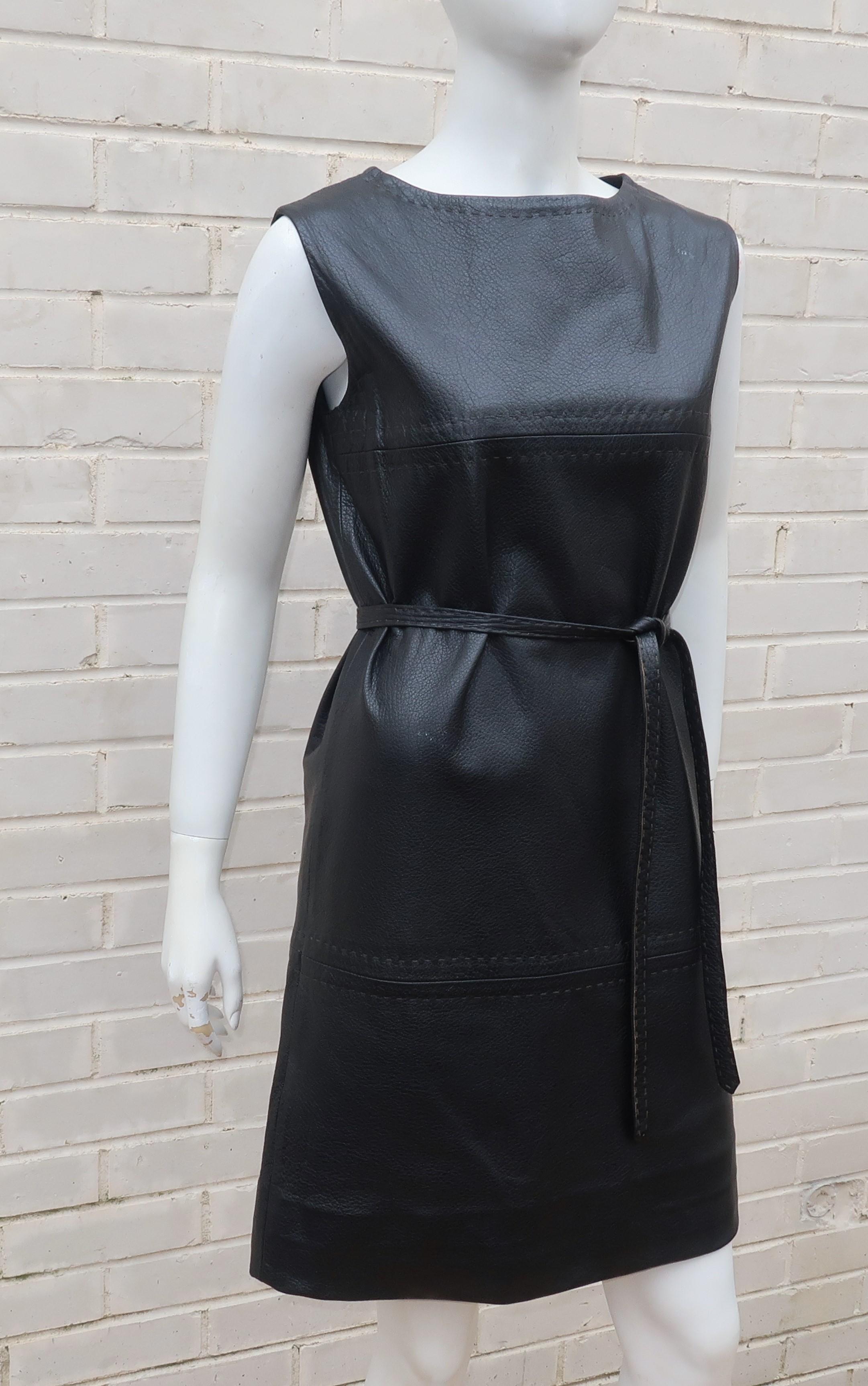 Mod Black Leather Jumper & Jacket Ensemble, 1960's 3