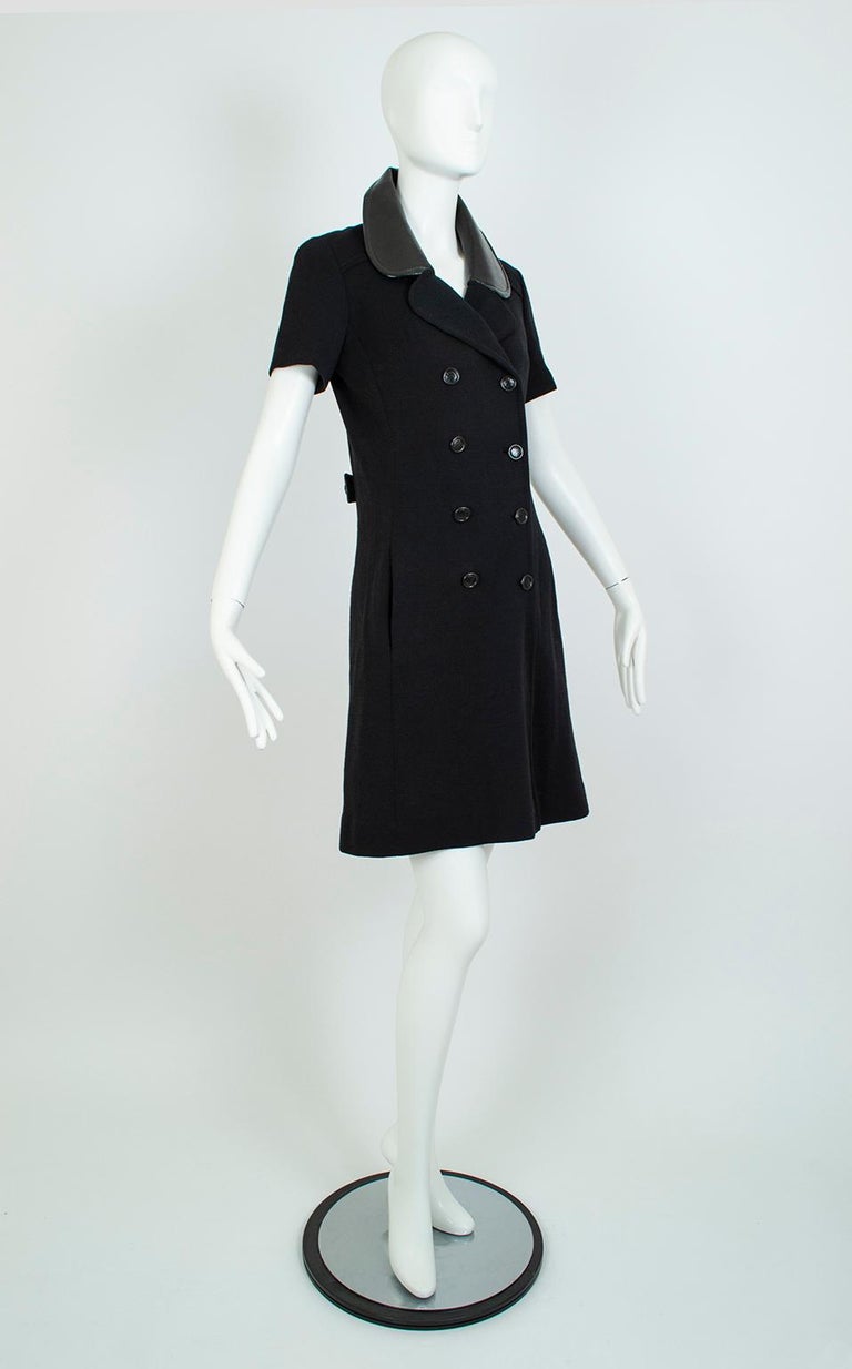 Mod CourrègesInspired Black Patent Leather Collar ALine Mini Dress