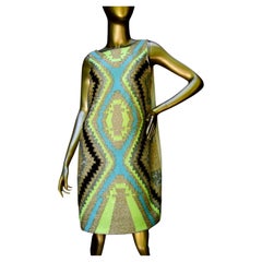  Mod Bold Sequined & Beaded Sleeveless Sheath Dress Designed by Harper 21st c