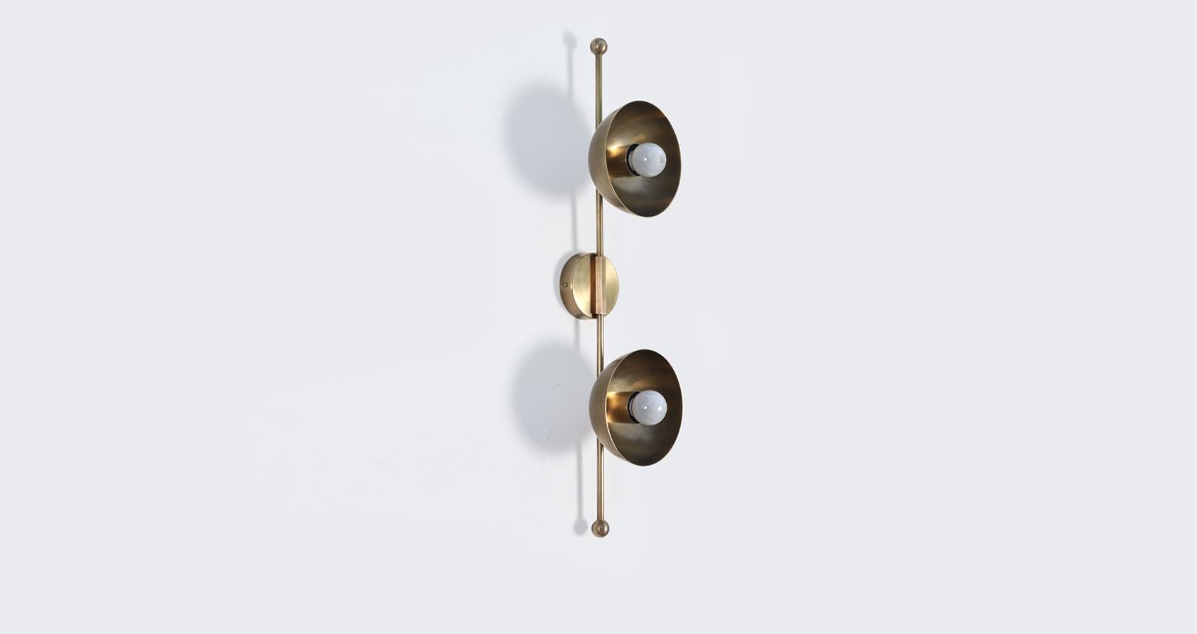 Mod Brass Dome Wall Sconce Two by Lamp Shaper
Dimensions: D 15.5 x W 14 x H 66 cm.
Materials: Brass.

Different finishes available: raw brass, aged brass, burnt brass and brushed brass Please contact us.

All our lamps can be wired according to each
