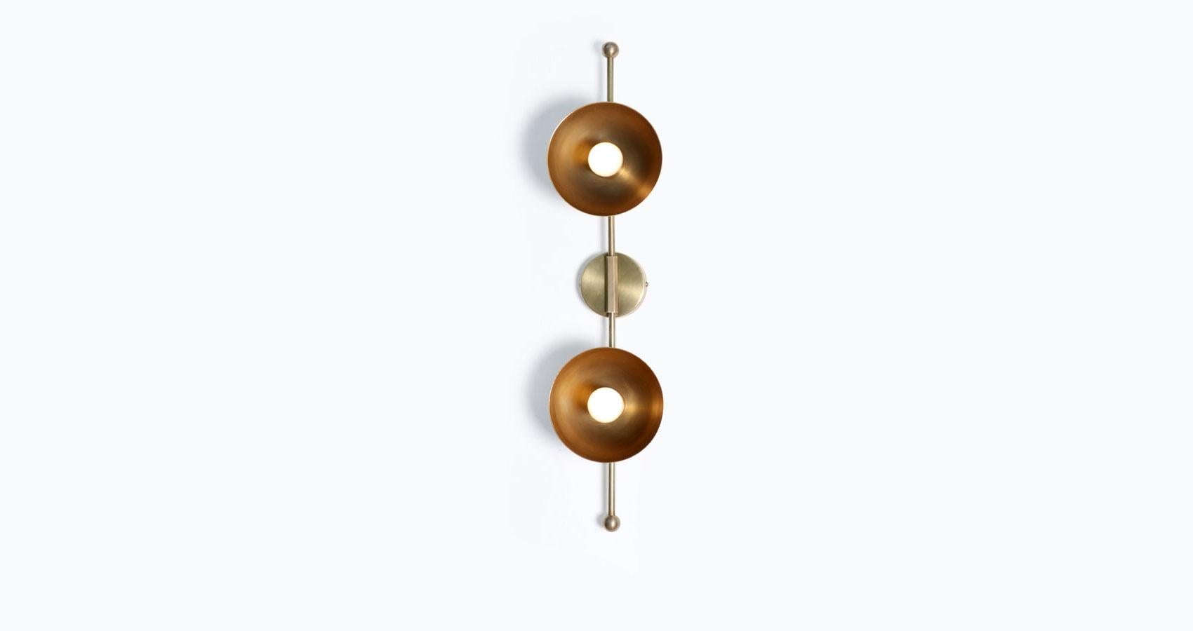 Post-Modern Mod Brass Dome Wall Sconce Two by Lamp Shaper For Sale