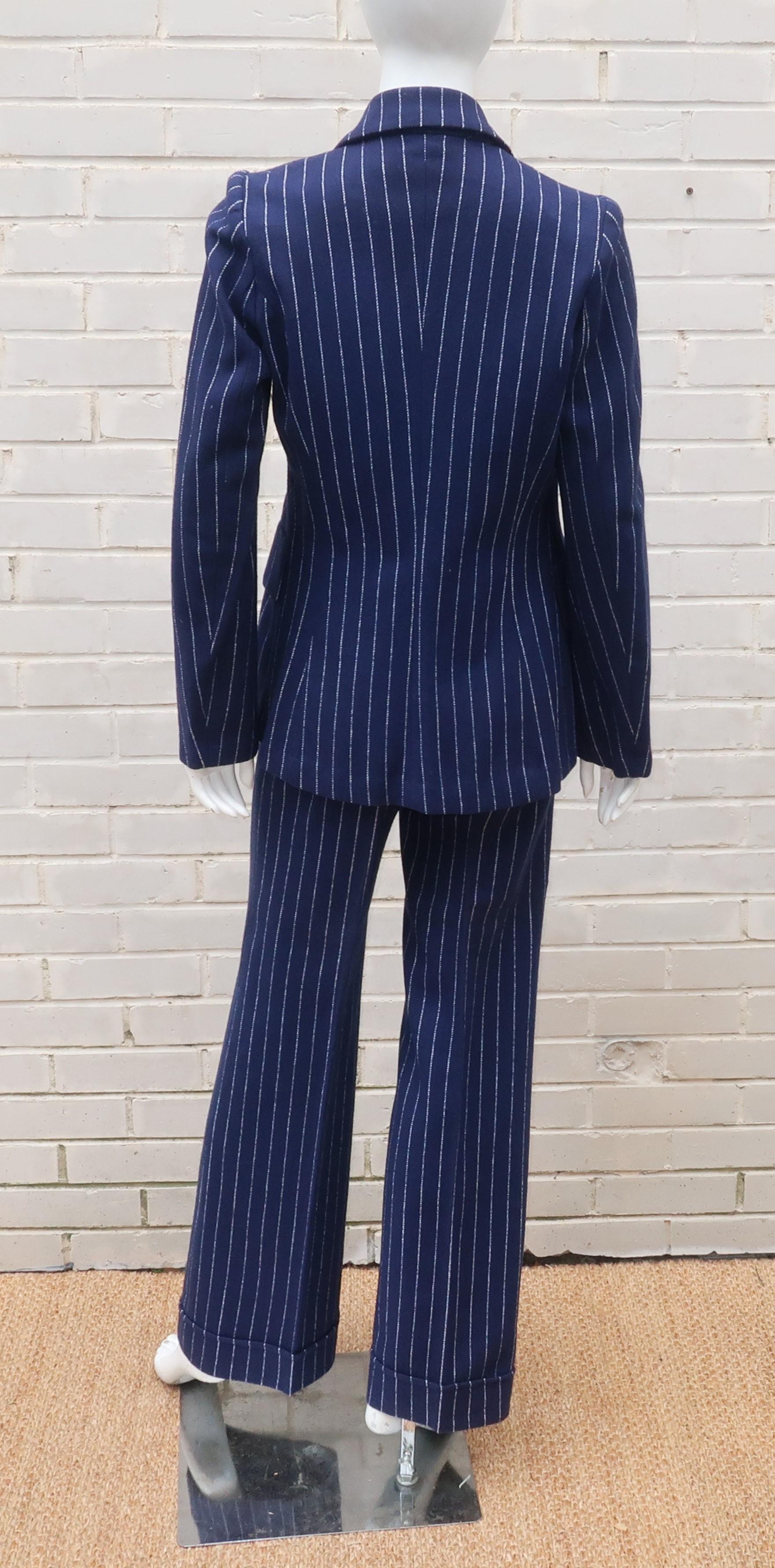 Mod C.1970 Stirling Cooper Blue & White Pinstripe Three Piece Suit 2