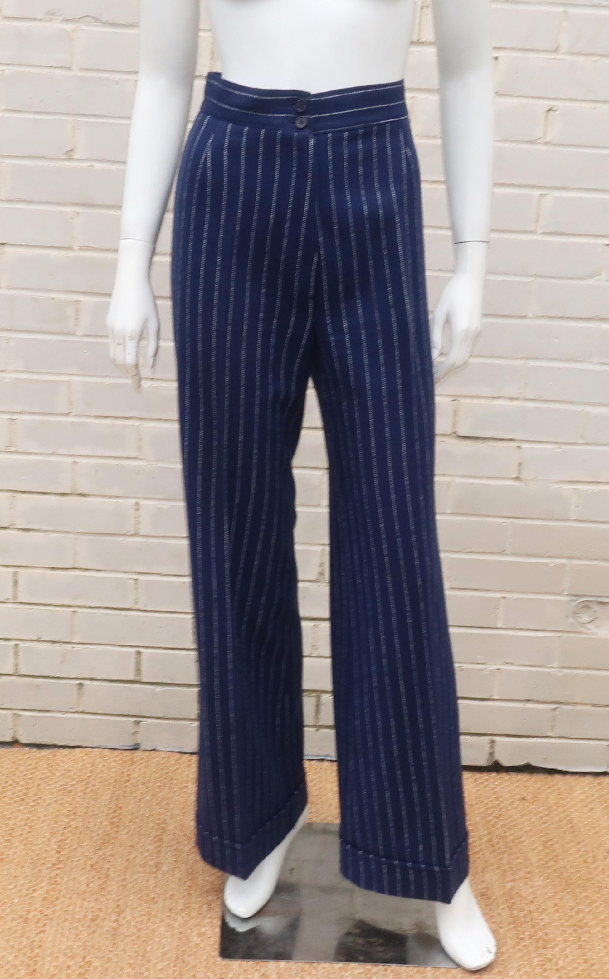 Mod C.1970 Stirling Cooper Blue & White Pinstripe Three Piece Suit 4