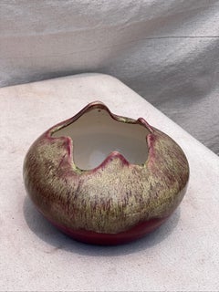 Modern Magenta Ceramichrome Bowl by Unknown Studio, Pinched Top, 1980
