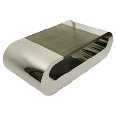Mod Chrome and Wood Coffee Table in the Style of Pierre Cardin