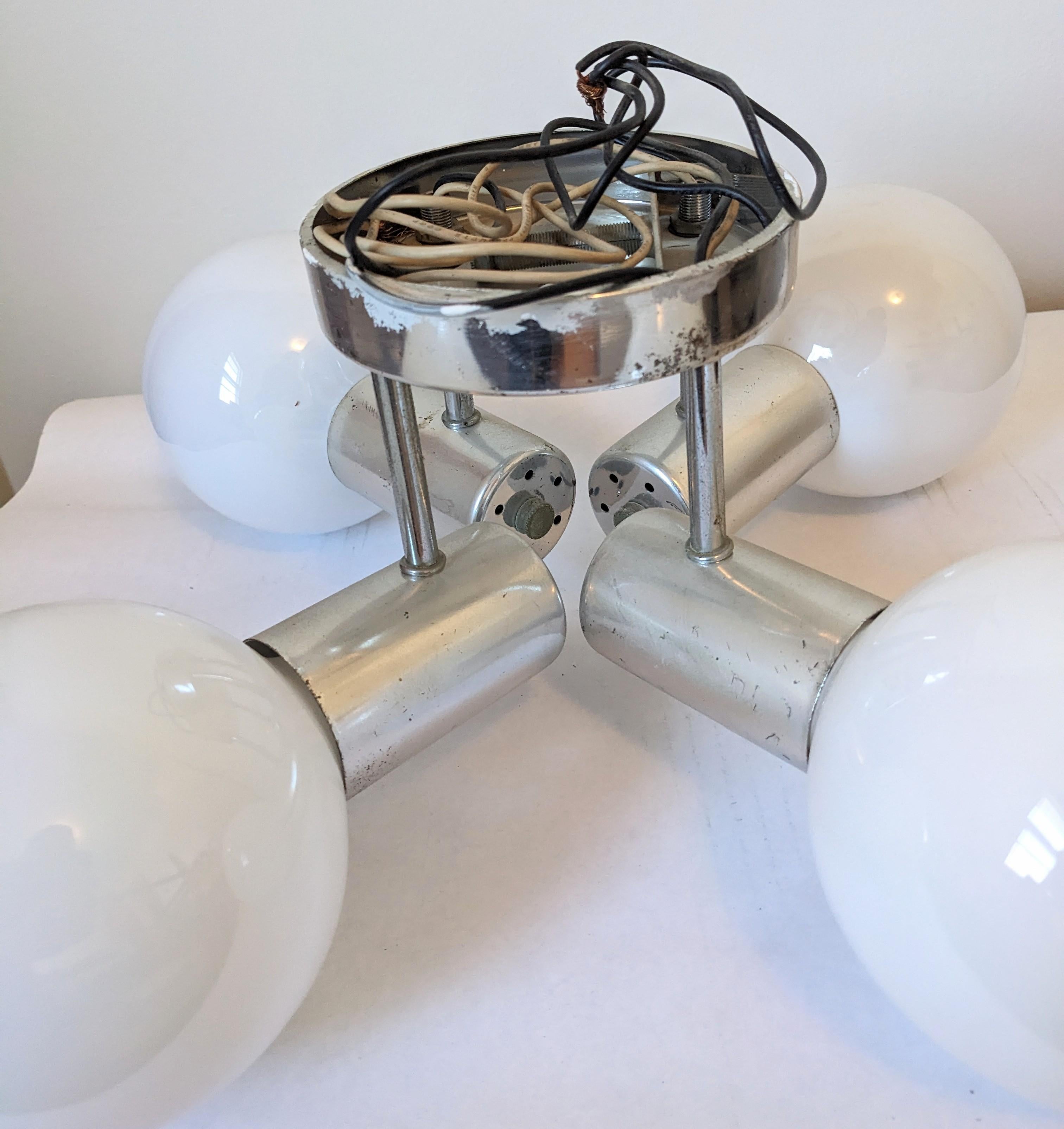 Modern Mod Chrome Globe Ceiling Fixture For Sale