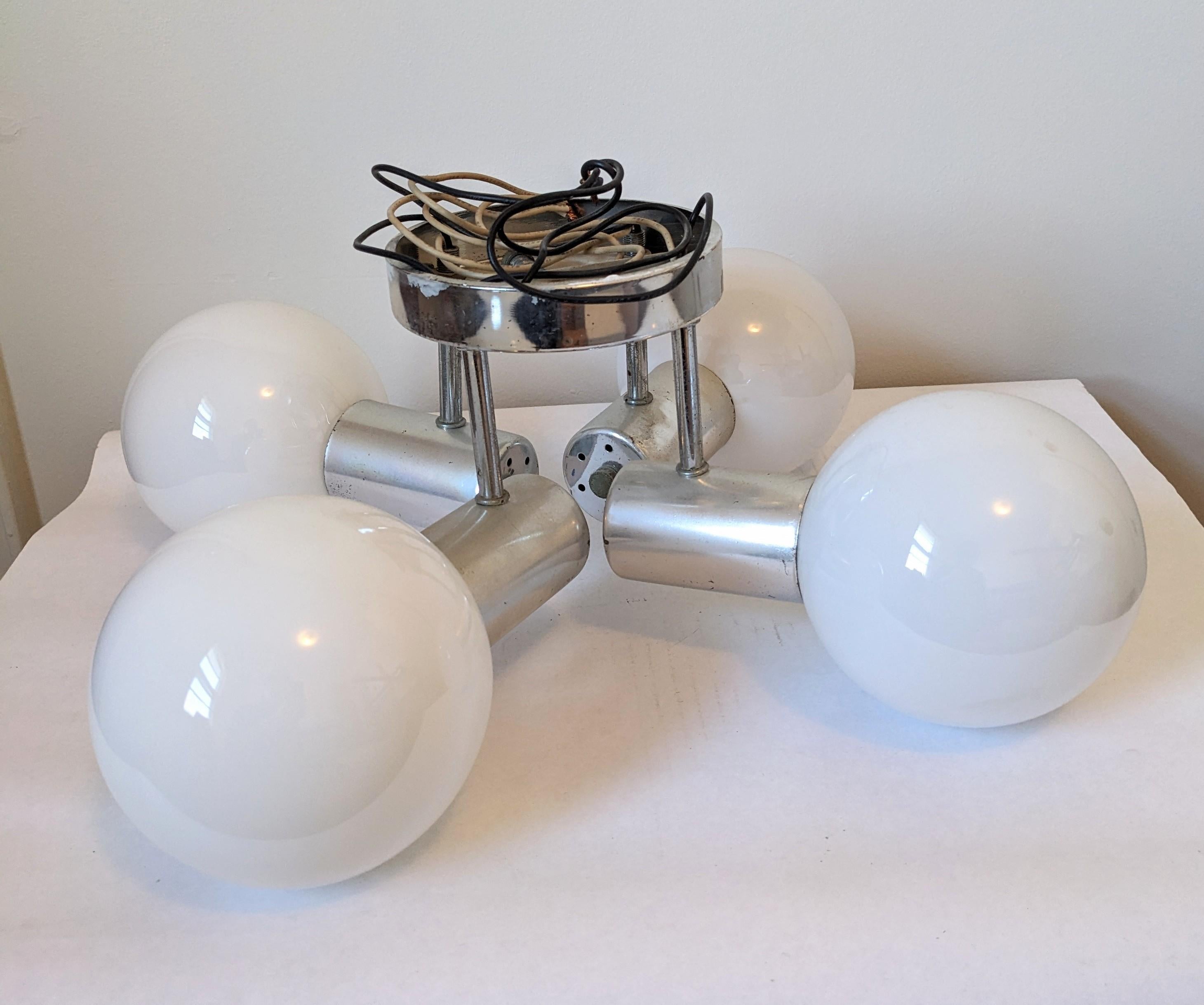 American Mod Chrome Globe Ceiling Fixture For Sale