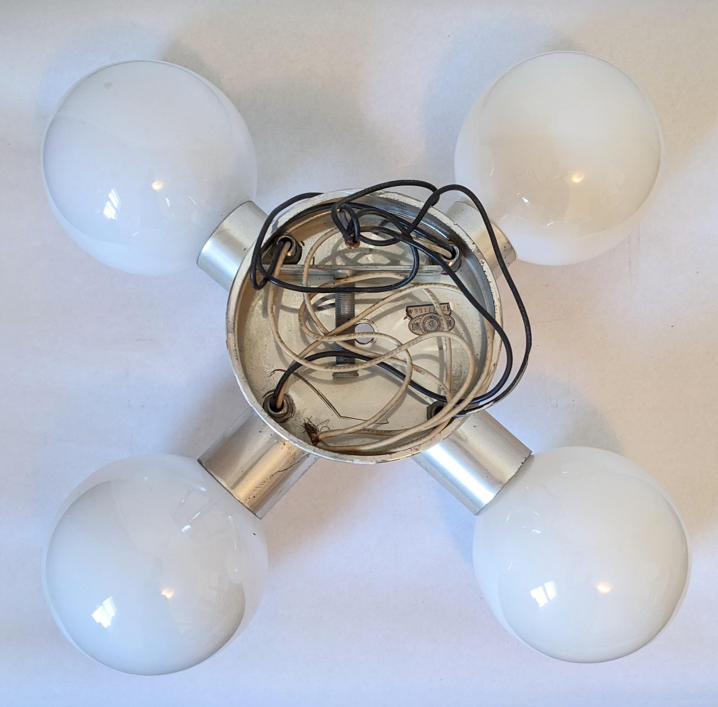Late 20th Century Mod Chrome Globe Ceiling Fixture For Sale