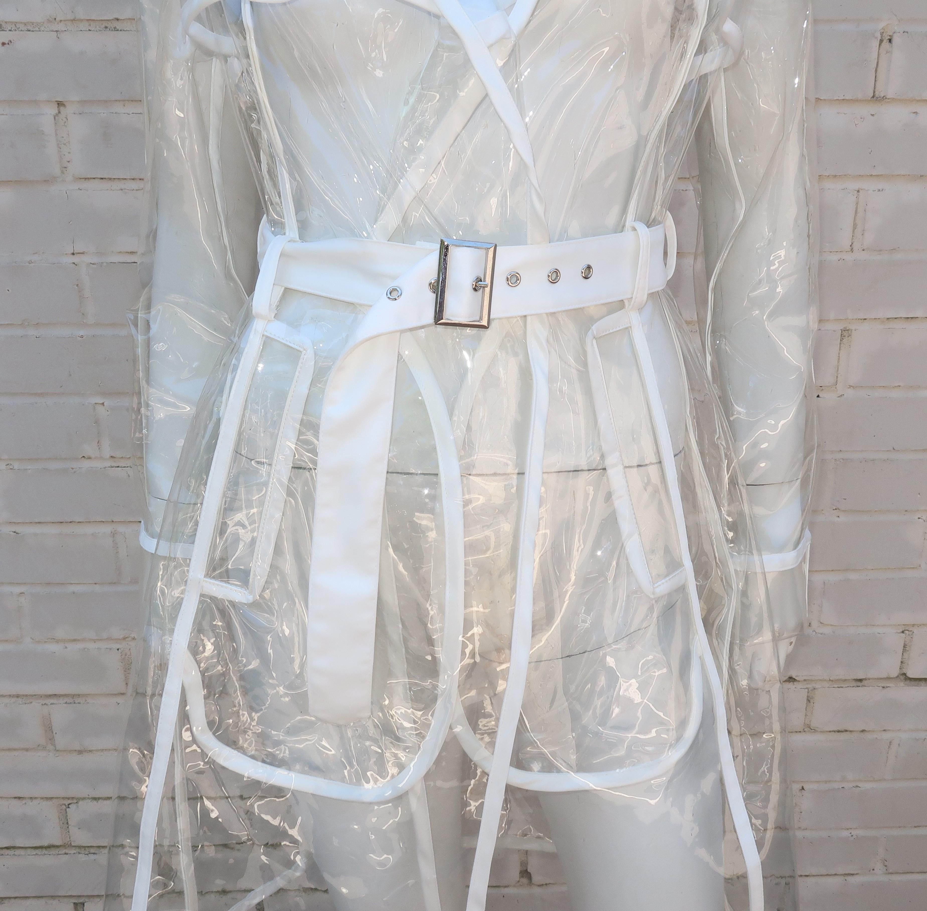 white vinyl raincoat