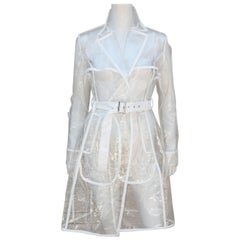 Mod Clear Vinyl Trench Raincoat With White Piping