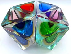 Mod Colorful Hexagonal Nesting Murano Ashtrays  Attributed Flavio Poli- Seguso