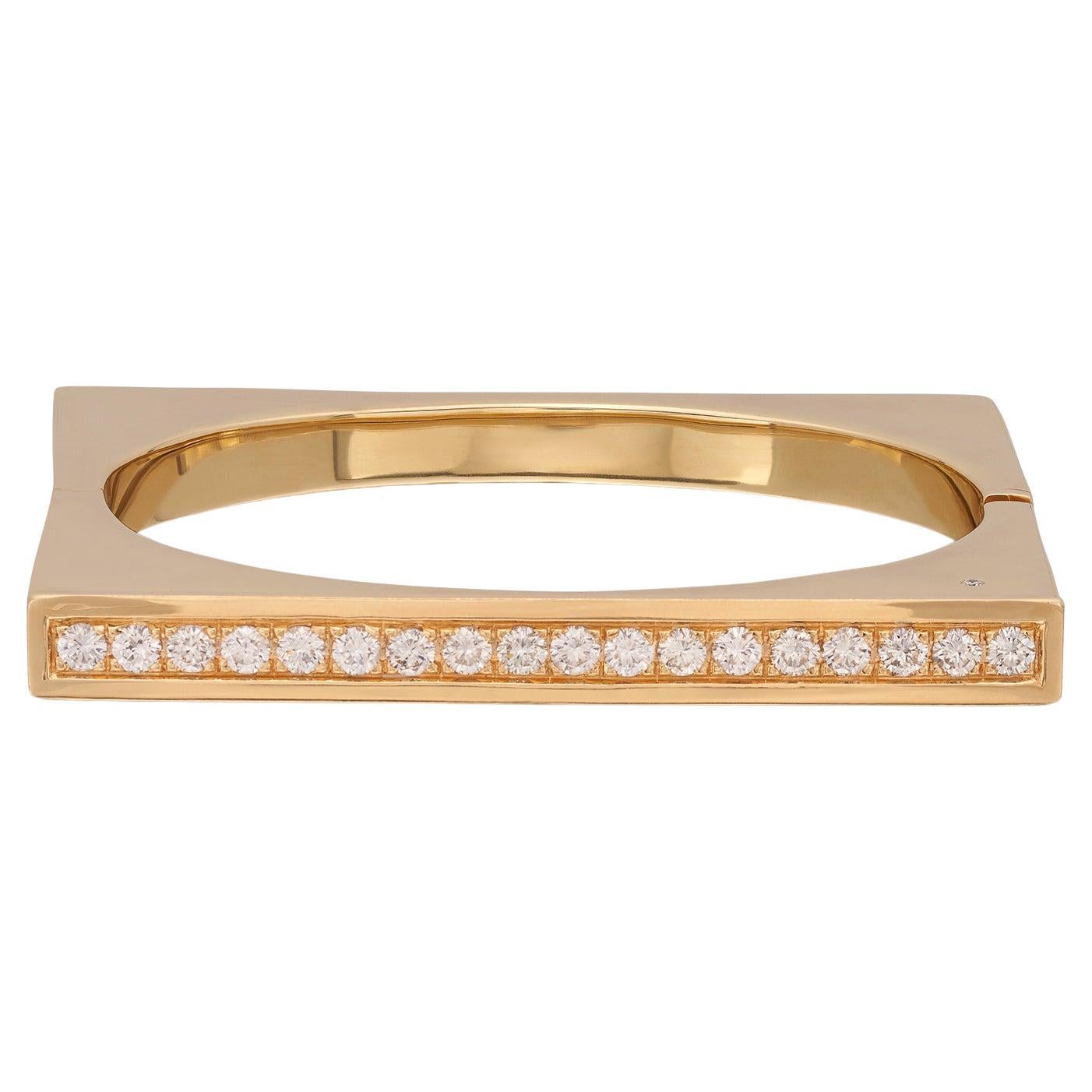 Mod Diamond 18k Yellow Gold Bangle Bracelet