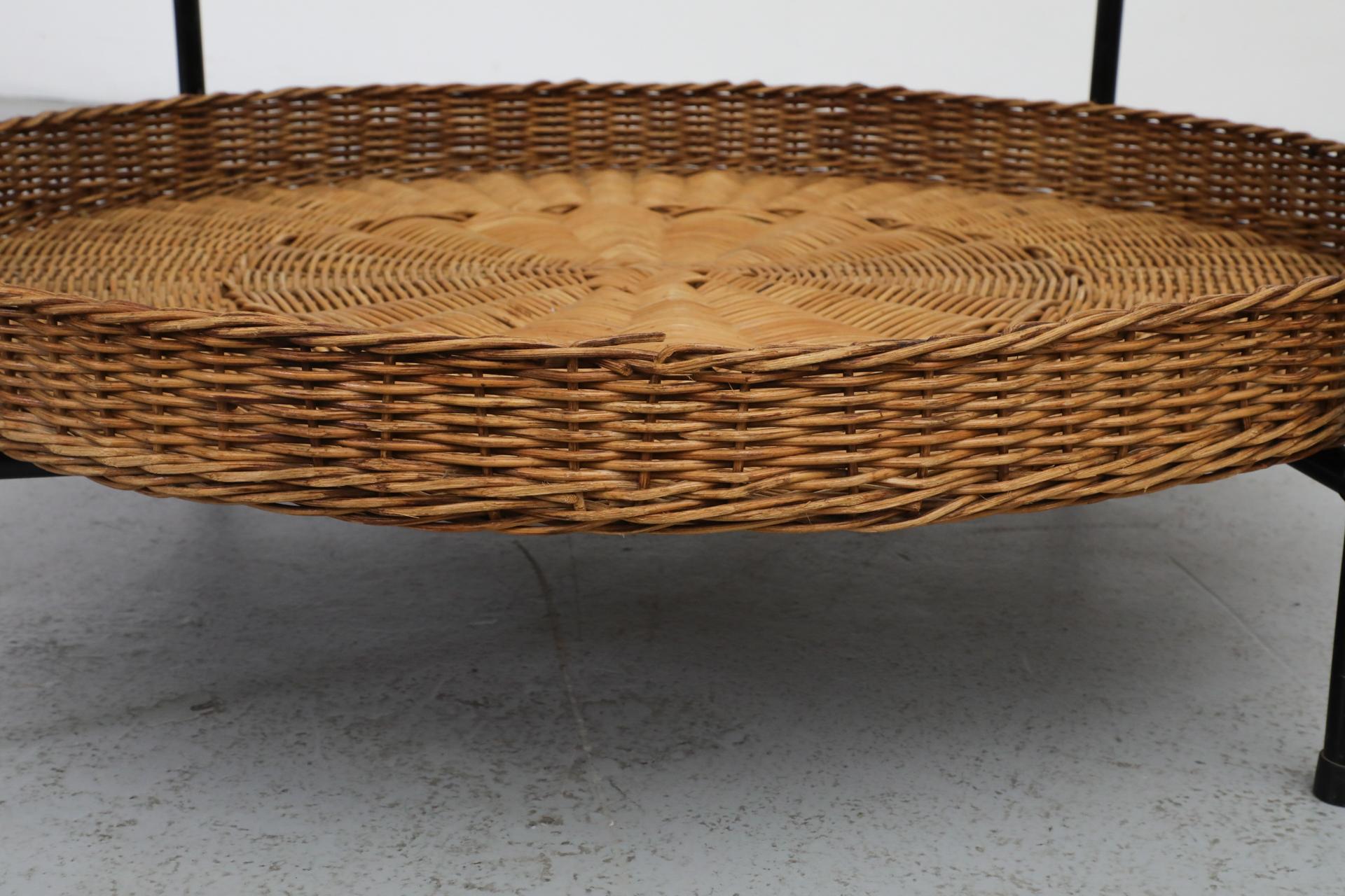 MOD Dirk van Sliedregt Round Glass and Rattan Coffee or Side Table For Sale 5