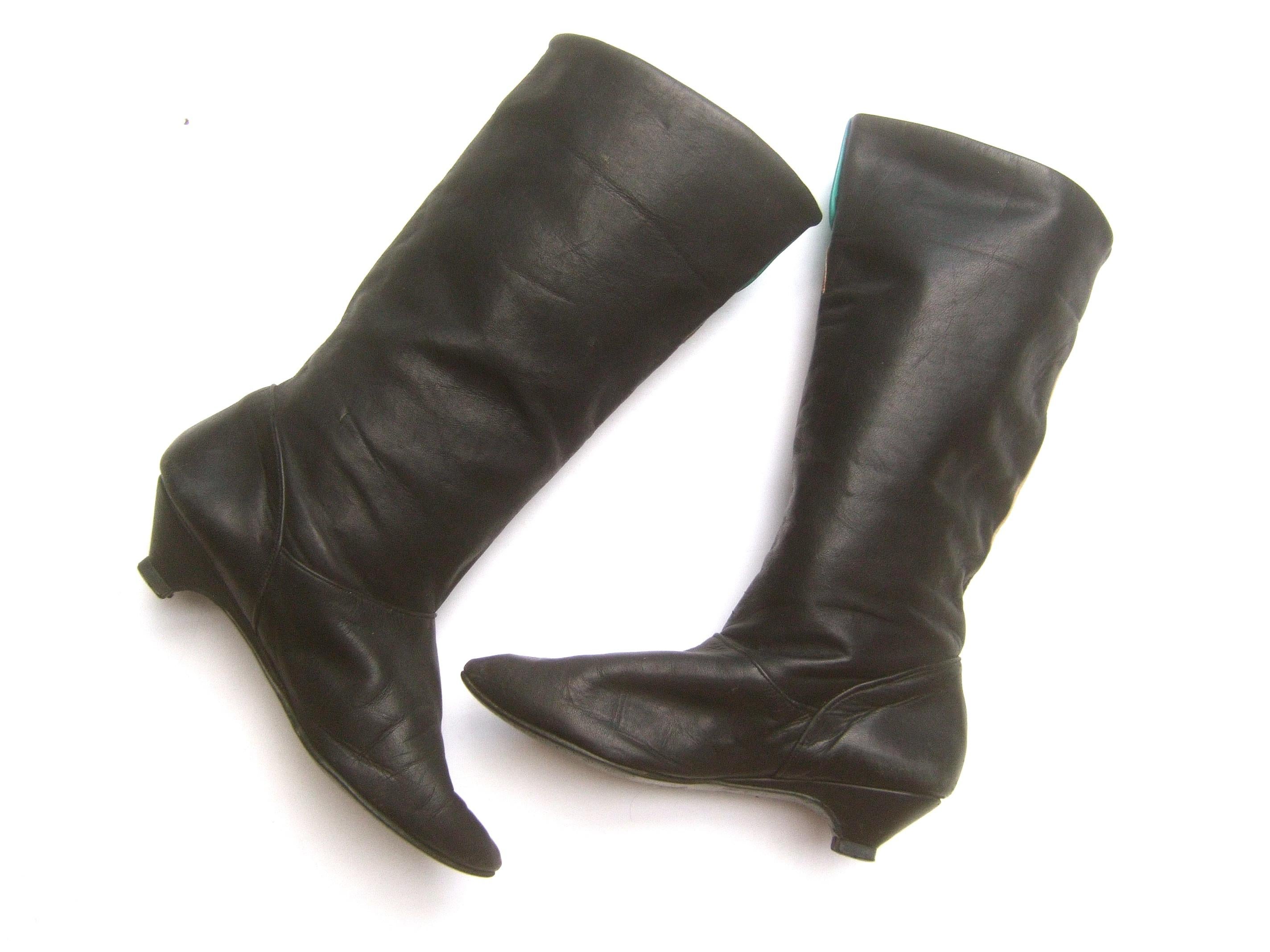 Mod Edgy Pop Art Leather Boots Designed by Zalo c 1980s 8