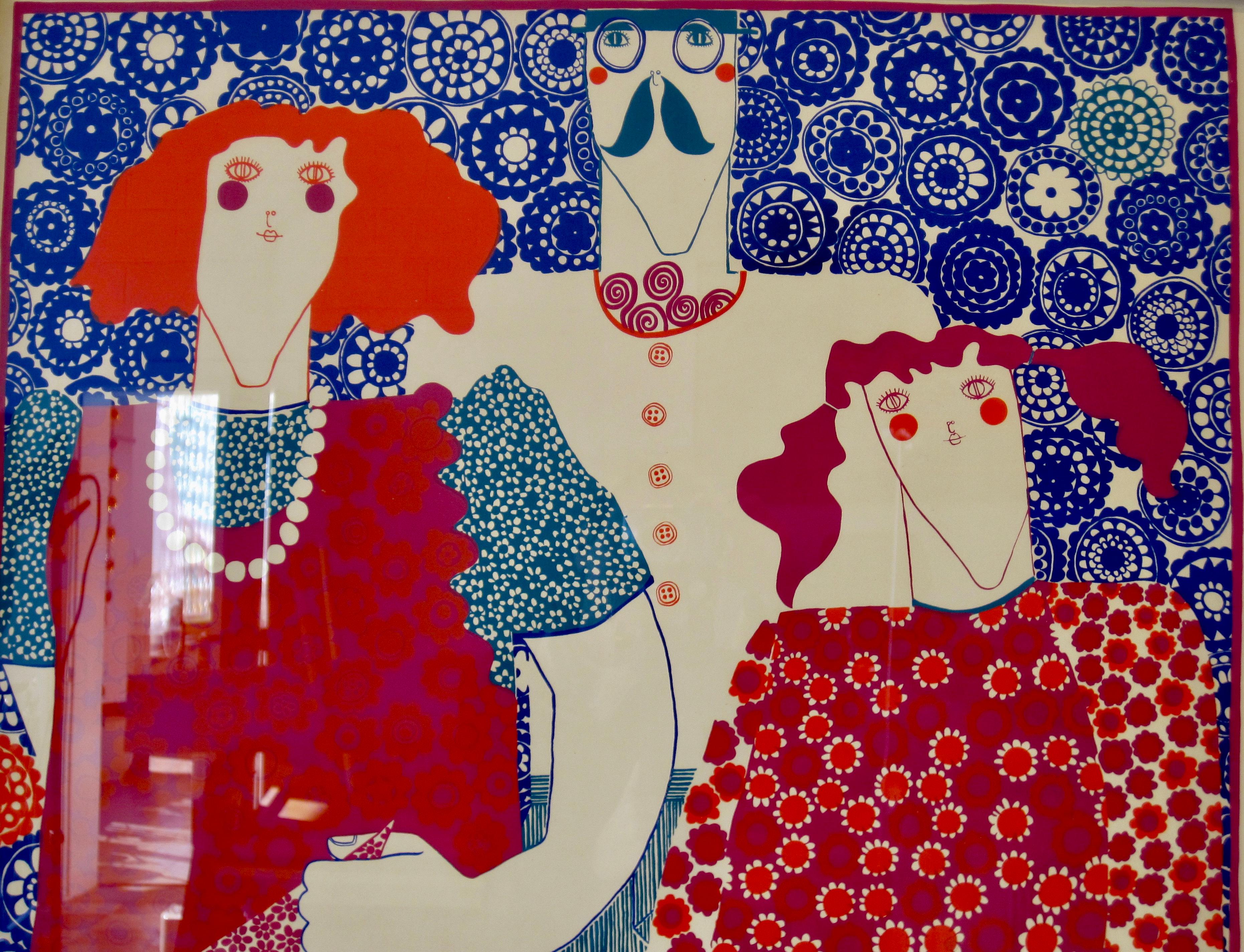 Mod Era Vividly Colored Silkscreen on Paper by Myfanwy Phillips In Good Condition For Sale In Ferndale, MI