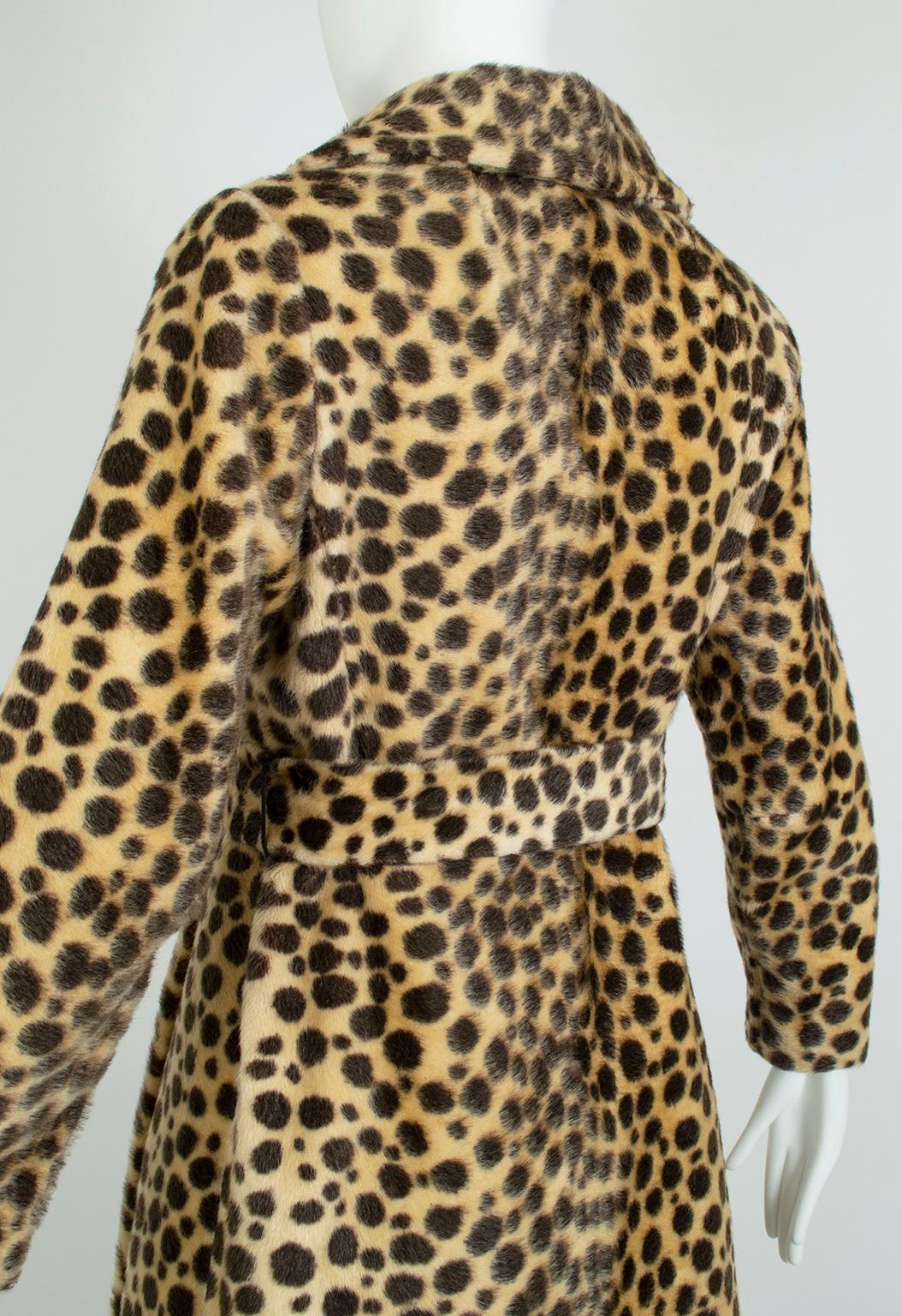 Mod Faux Leopard Double-Breasted Princess Coat with Oversize Buckle – XS, 1950s 5