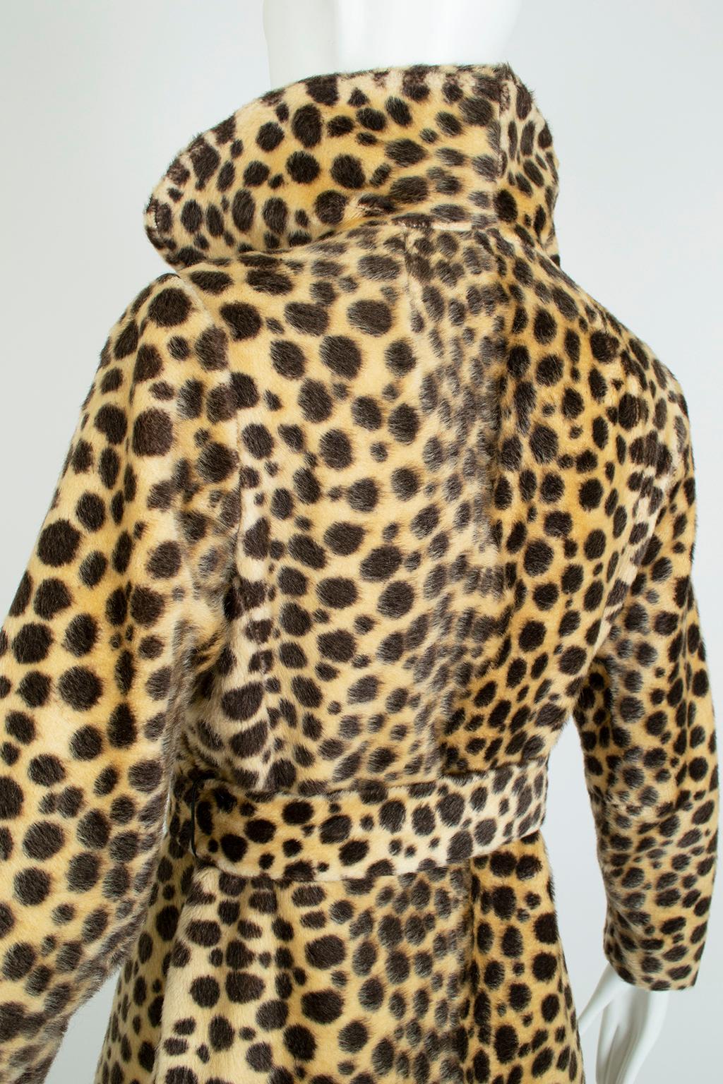 Mod Faux Leopard Double-Breasted Princess Coat with Oversize Buckle – XS, 1950s 6
