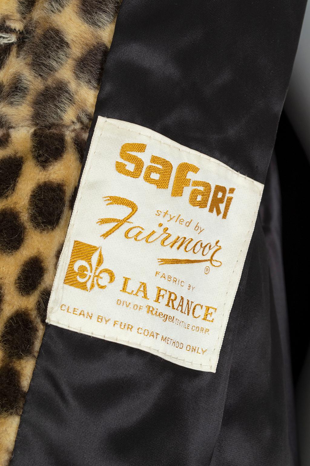 Mod Faux Leopard Double-Breasted Princess Coat with Oversize Buckle – XS, 1950s 10