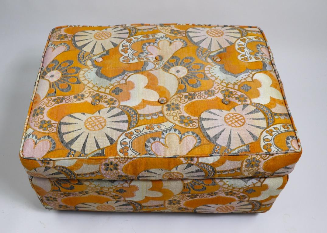 Mid-Century Modern Mod Floral Print Ottoman Fabric Attributed to Jack Lenor Larsen