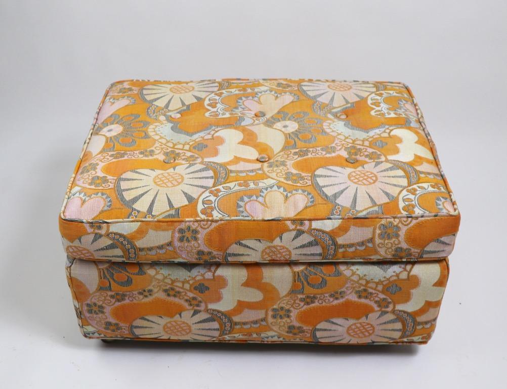 American Mod Floral Print Ottoman Fabric Attributed to Jack Lenor Larsen
