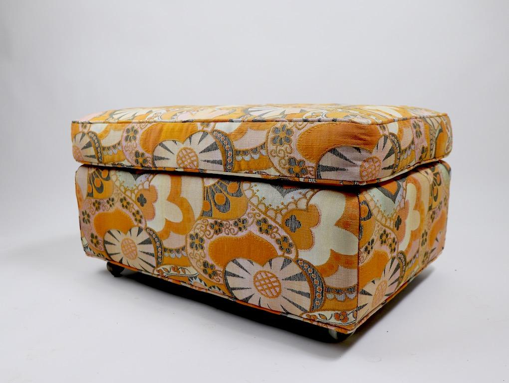 20th Century Mod Floral Print Ottoman Fabric Attributed to Jack Lenor Larsen
