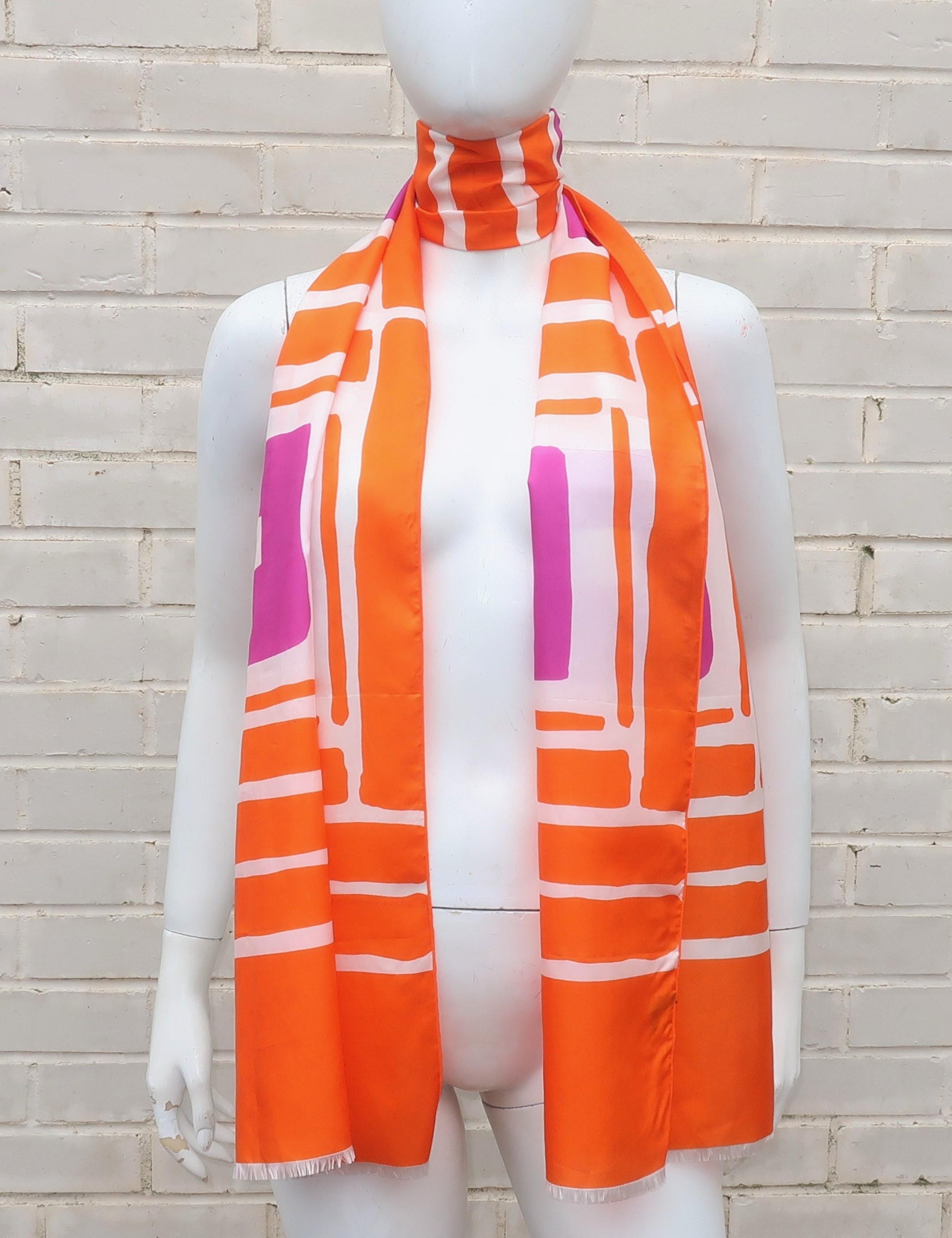 Mod French Silk Scarf, 1960’s 1