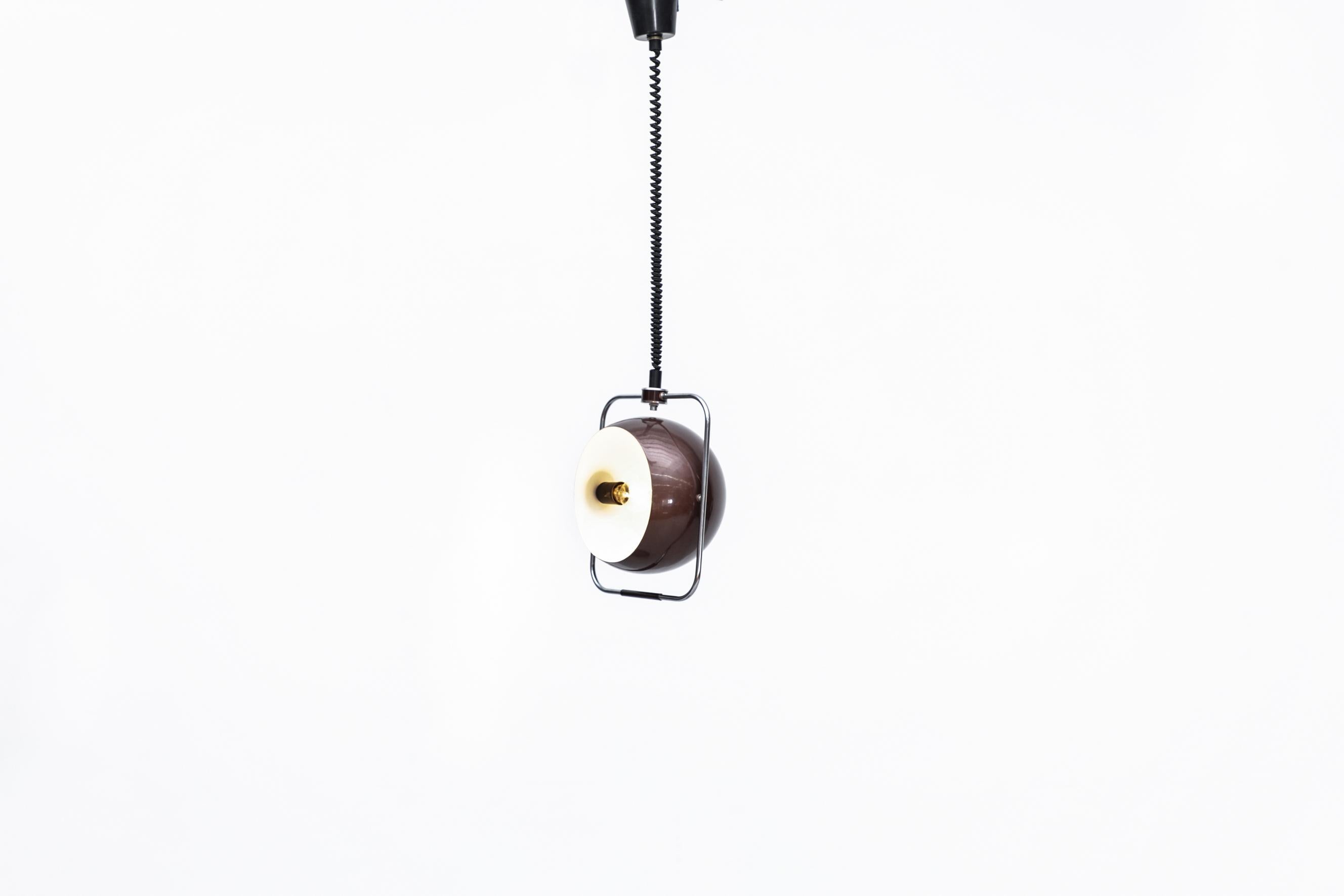 Dutch MOD Maroon Metallic Gepo Globe Pendant w/ Adjustable Height & Angle For Sale
