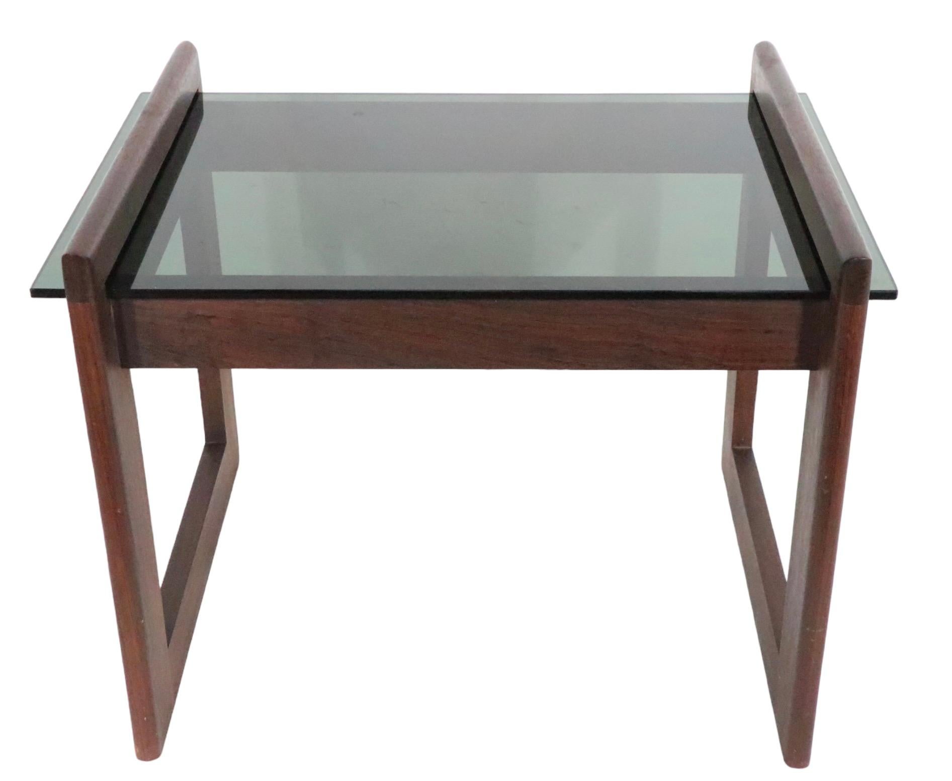 Mod Glass and Wood End Table by Adrian Pearsall c 1970's For Sale 11