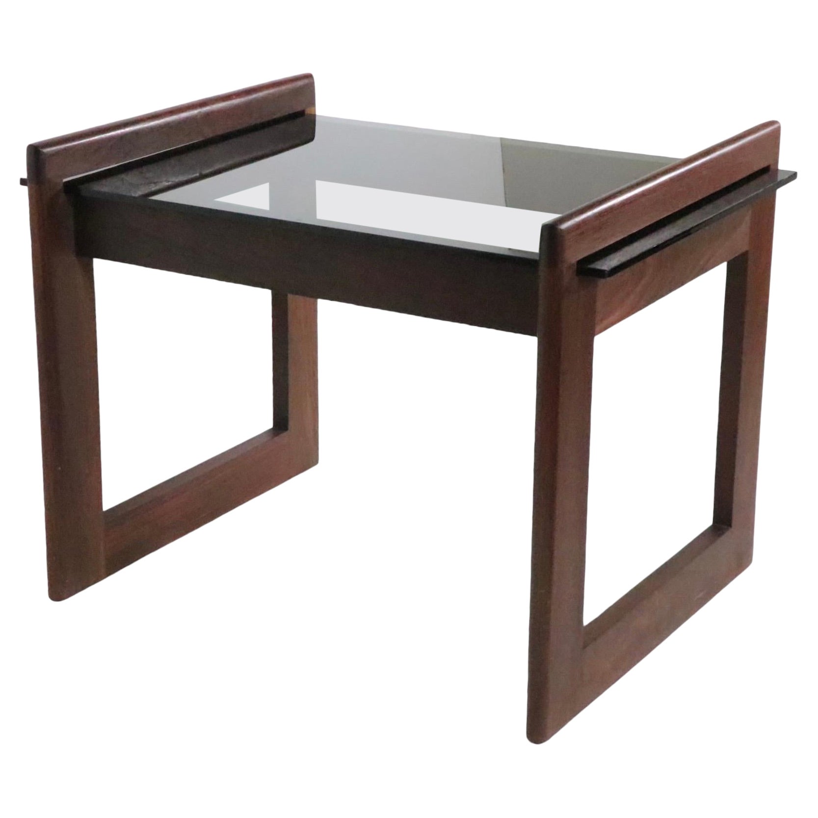 Mod Glass and Wood End Table by Adrian Pearsall c 1970's