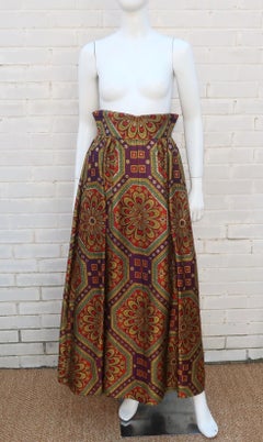 Mod Gold Brocade Maxi Skirt, 1960's