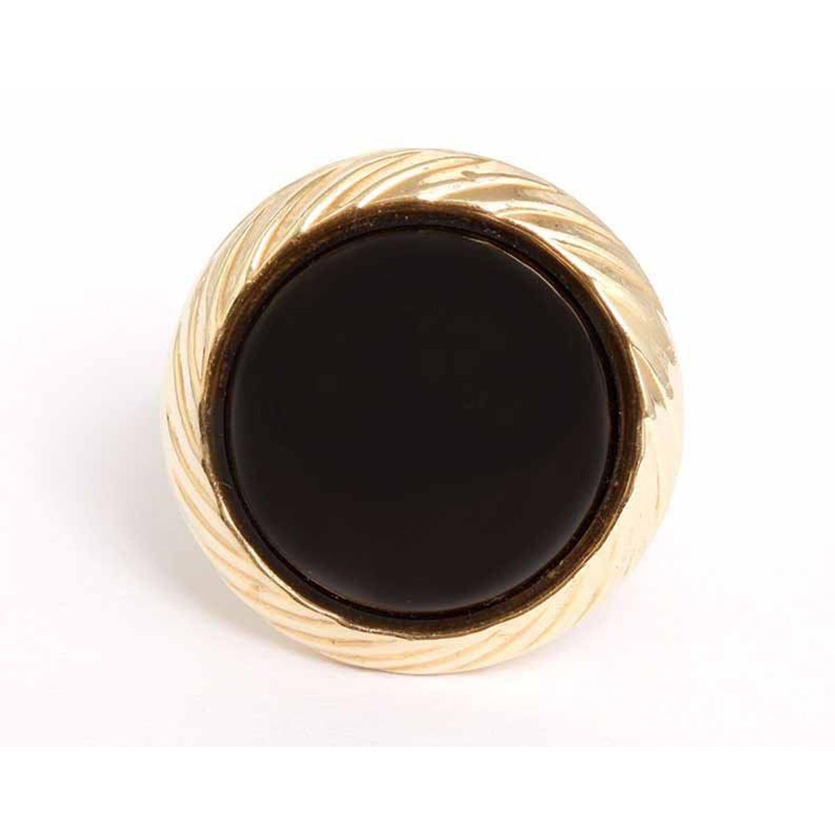 Women's Mod Inspired Black Onyx Yellow Gold Dome Ring For Sale