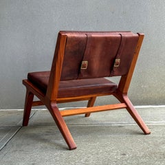 Mod Leather and Wood Lounge Chair