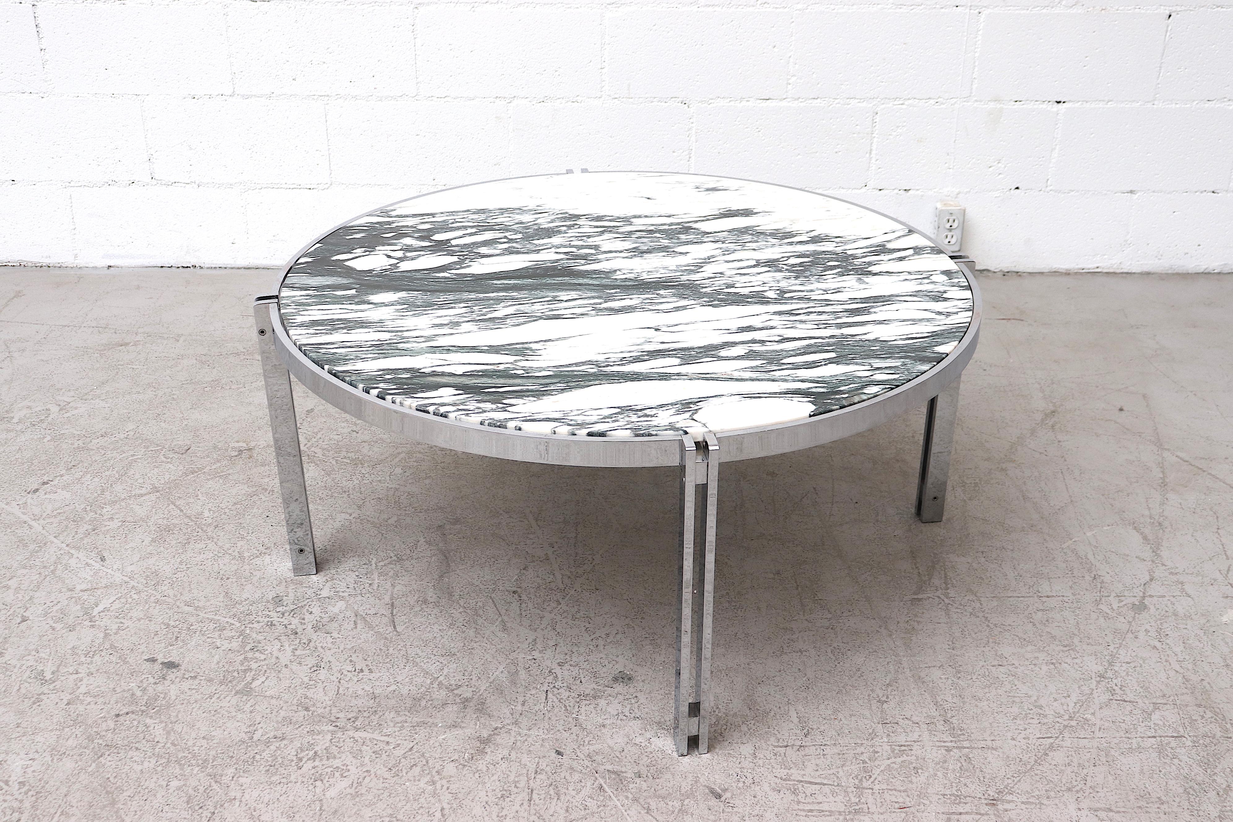 Mid-Century Modern Mod Metaform Style Marble and Chrome Coffee Table