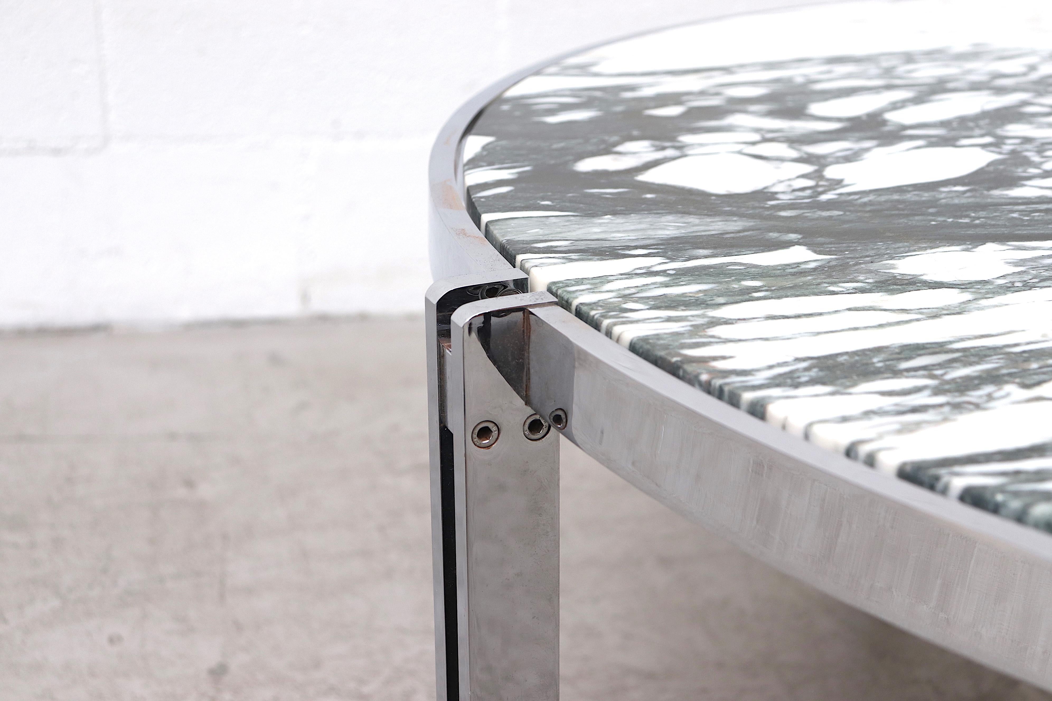 Dutch Mod Metaform Style Marble and Chrome Coffee Table
