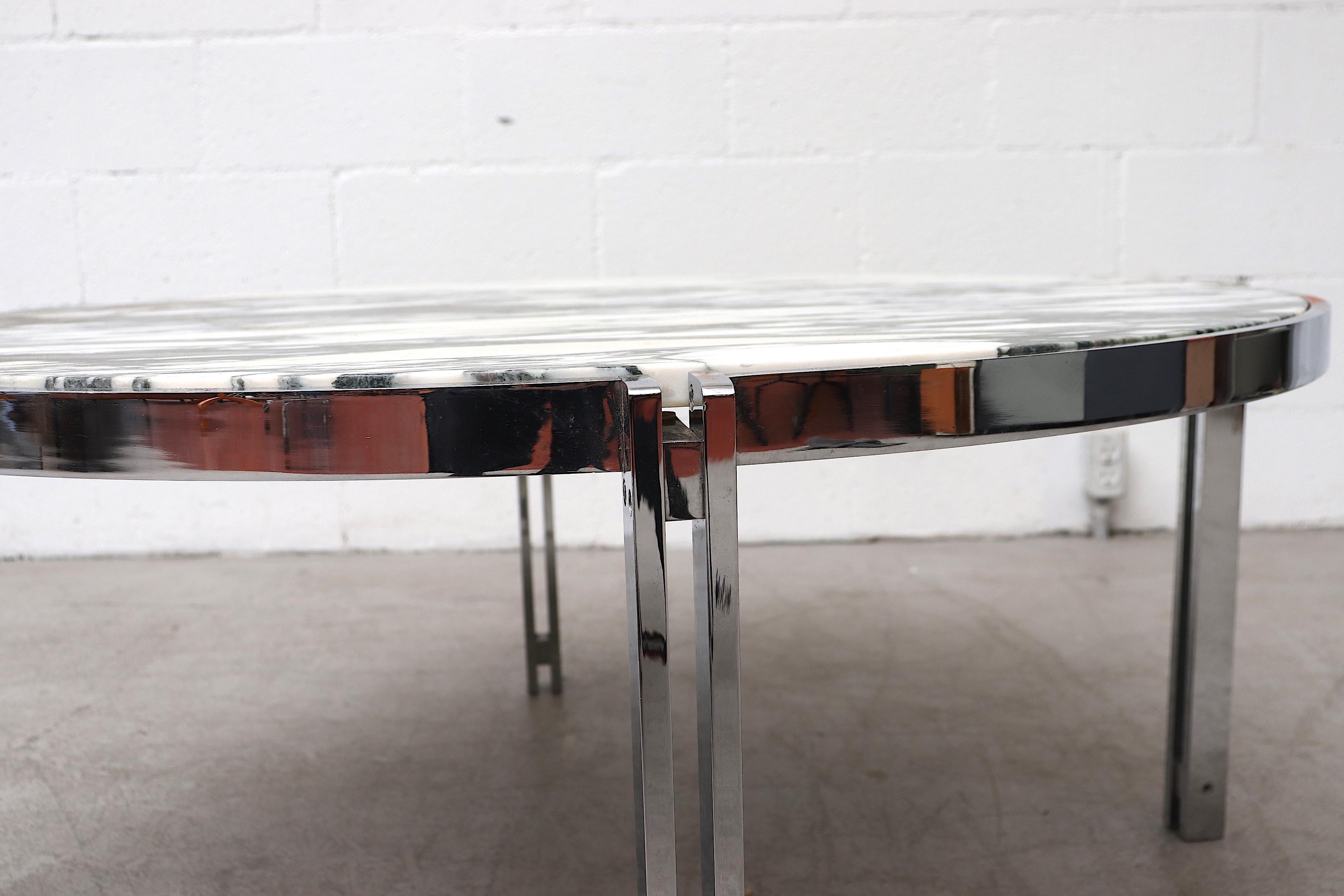 Mod Metaform Style Marble and Chrome Coffee Table In Good Condition In Los Angeles, CA