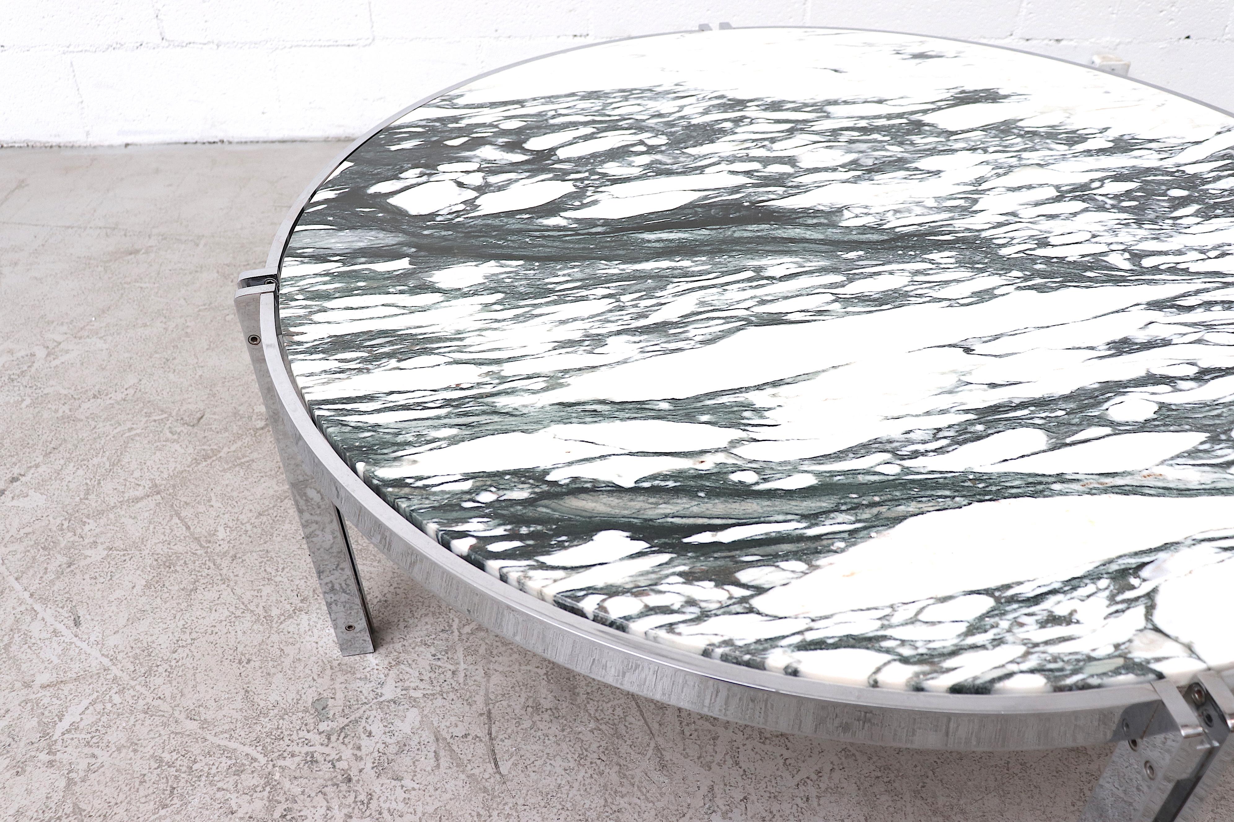 Mod Metaform Style Marble and Chrome Coffee Table 2