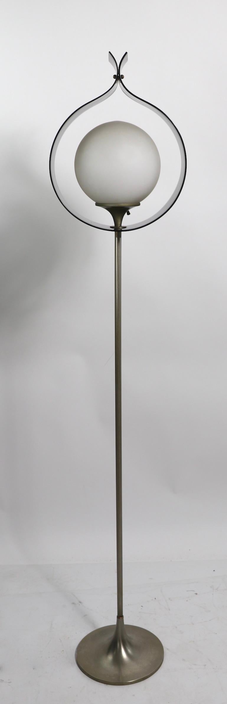 Mod Mid Century Lucite Glass and Metal Floor Lamp by Laurel For Sale 1