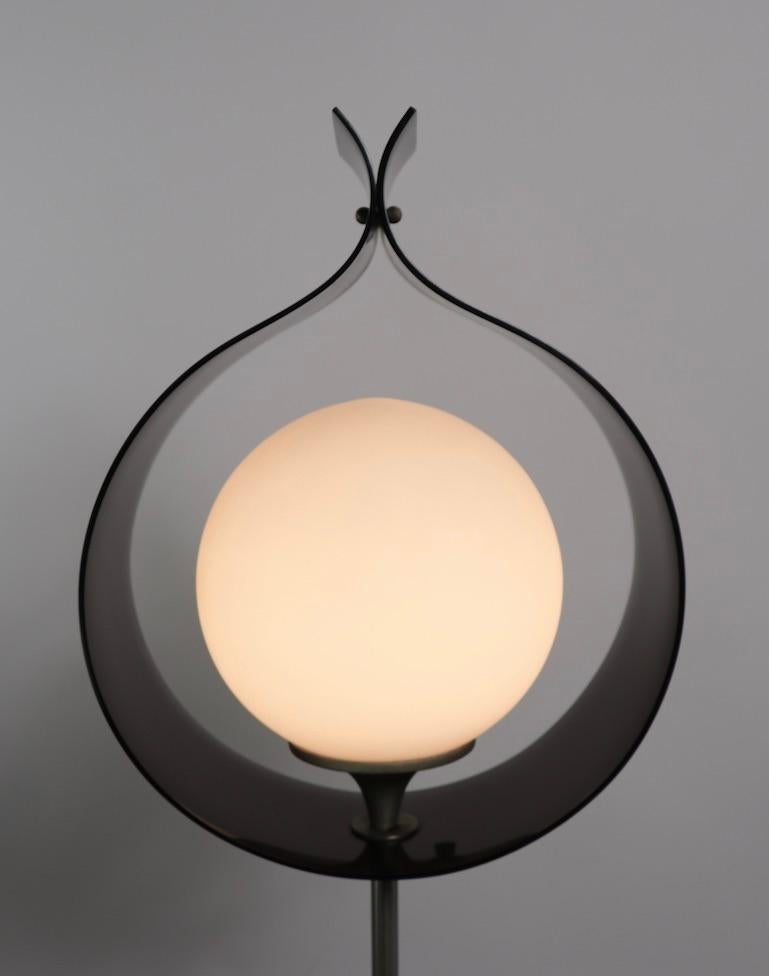 Mid-Century Modern Mod Mid Century Lucite Glass and Metal Floor Lamp by Laurel