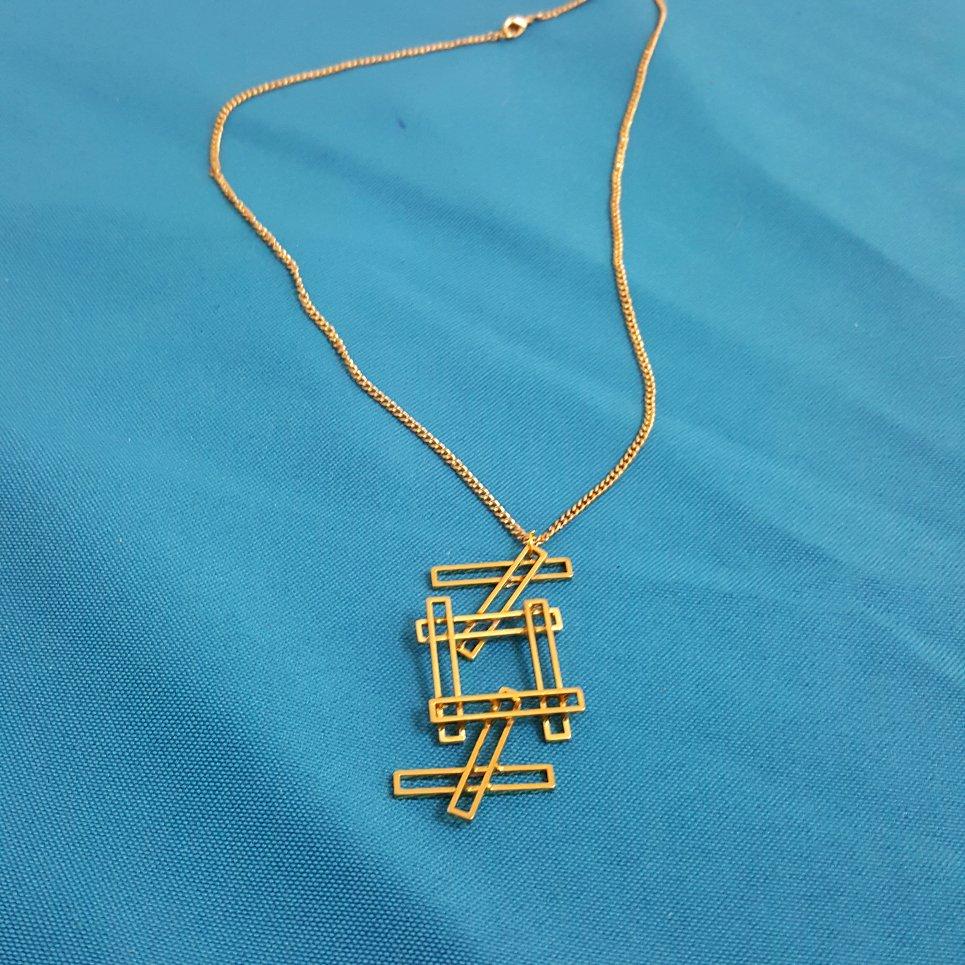 Mid-Century moderno Collana con ciondolo geometrico in stile Mod/Mid-Century Modern, oro in vendita