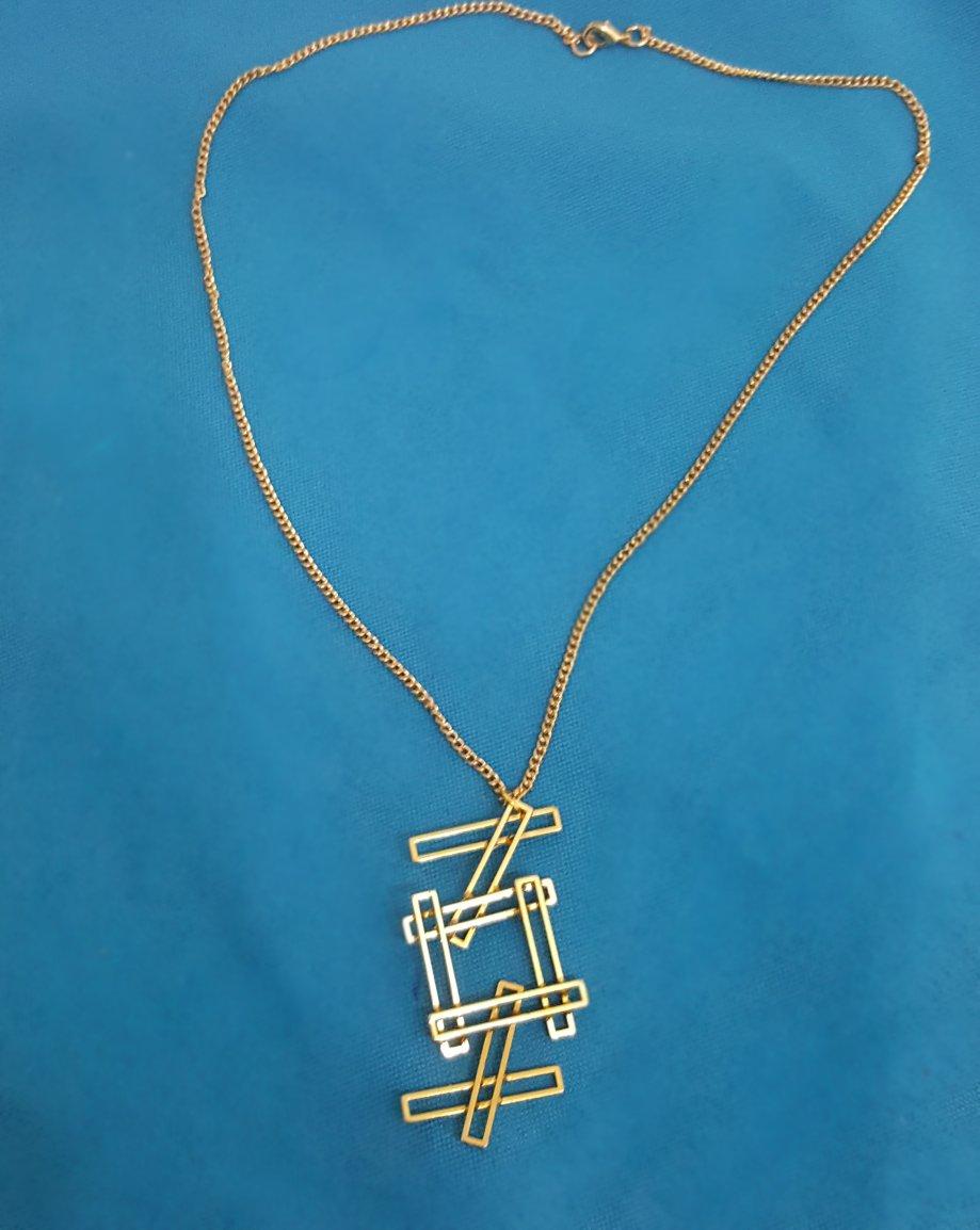 Sconosciuto Collana con ciondolo geometrico in stile Mod/Mid-Century Modern, oro in vendita